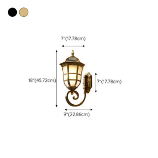 Industrial Black Glass Outdoor LED Wall Lantern Light Zawala #size