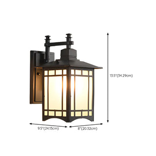 Industrial Geometric Lantern Outdoor Glass Wall Light #size