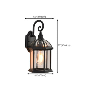 Industrial Geometric Lantern Outdoor Glass Wall Light Image - 11