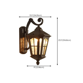 Industrial Geometric Lantern Outdoor Glass Wall Light Image - 12