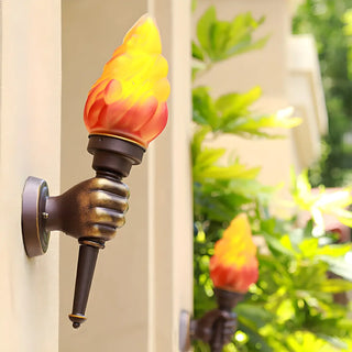 Modern Torch Shape Orange Glass Outdoor Wall Sconce Zawala Image - 1