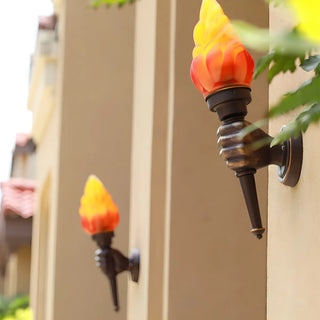 Modern Torch Shape Orange Glass Outdoor Wall Sconce Zawala Image - 2