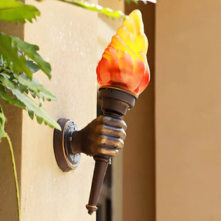 Modern Torch Shape Orange Glass Outdoor Wall Sconce Zawala Image - 3