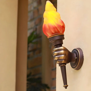Modern Torch Shape Orange Glass Outdoor Wall Sconce Zawala Image - 5