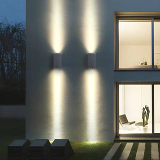 Modern Geometric Metal Outdoor Up Down Wall Light Zawala Image - 1