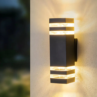 Rectangular Black LED Outdoor Up Down Wall Lights Zawala Image - 8