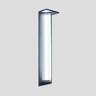 Outdoor Ribbed Glass Black Vertical Wall Sconce Zawala Image - 10