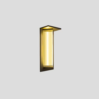 Outdoor Ribbed Glass Black Vertical Wall Sconce Zawala Image - 12