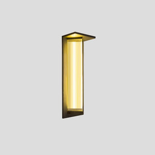 Outdoor Ribbed Glass Black Vertical Wall Sconce Zawala Image - 13