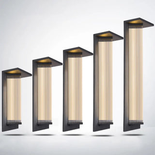 Outdoor Ribbed Glass Black Vertical Wall Sconce Zawala Image - 14