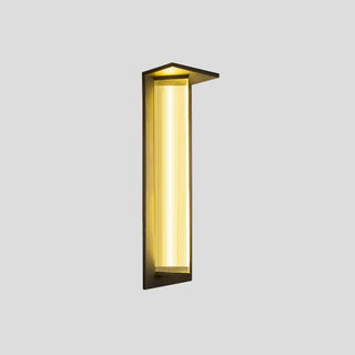 Outdoor Ribbed Glass Black Vertical Wall Sconce Zawala Image - 15