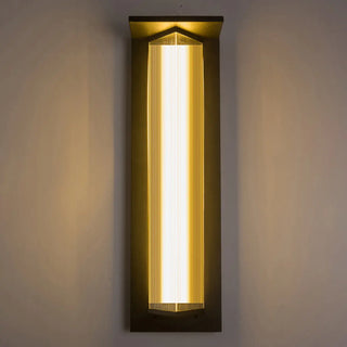 Outdoor Ribbed Glass Black Vertical Wall Sconce Zawala Image - 16