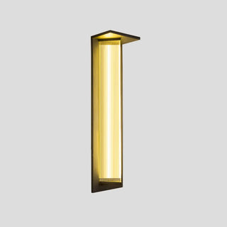 Outdoor Ribbed Glass Black Vertical Wall Sconce Zawala Image - 17