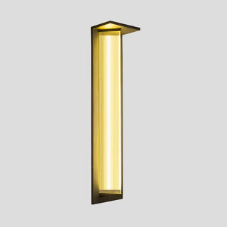 Outdoor Ribbed Glass Black Vertical Wall Sconce Zawala Image - 19