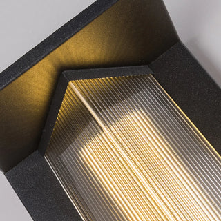 Outdoor Ribbed Glass Black Vertical Wall Sconce Zawala Image - 22