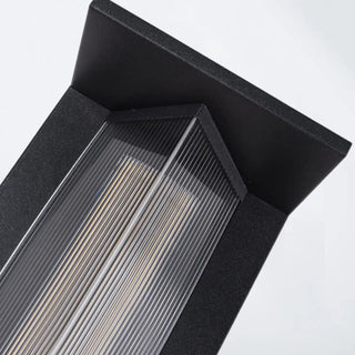 Outdoor Ribbed Glass Black Vertical Wall Sconce Zawala Image - 24