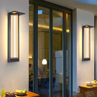 Outdoor Ribbed Glass Black Vertical Wall Sconce Zawala Image - 26