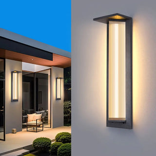 Outdoor Ribbed Glass Black Vertical Wall Sconce Zawala Image - 3