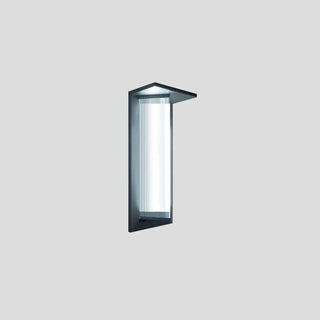 Outdoor Ribbed Glass Black Vertical Wall Sconce Zawala Image - 4