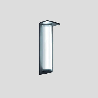 Outdoor Ribbed Glass Black Vertical Wall Sconce Zawala Image - 5