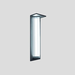 Outdoor Ribbed Glass Black Vertical Wall Sconce Zawala Image - 6