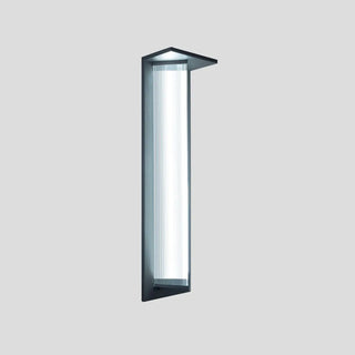 Outdoor Ribbed Glass Black Vertical Wall Sconce Zawala Image - 8