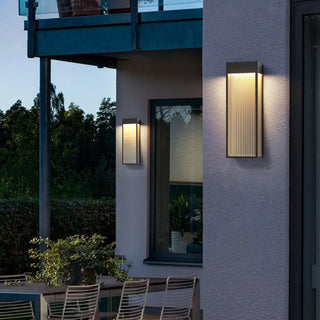 Outdoor Ribbed Glass Vertical Waterproof Wall Light Zawala Image - 2