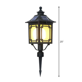 Retro Black Garden Square Lantern Landscape Lighting Zawala #size