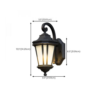 Classic Black Lantern Glass Outdoor Ambient Wall light Zawala #size