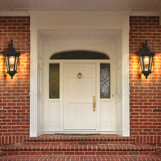 Classic Black Lantern Glass Outdoor Ambient Wall light Zawala Image - 3