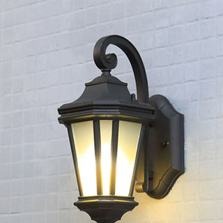 Classic Black Lantern Glass Outdoor Ambient Wall light Zawala Image - 4