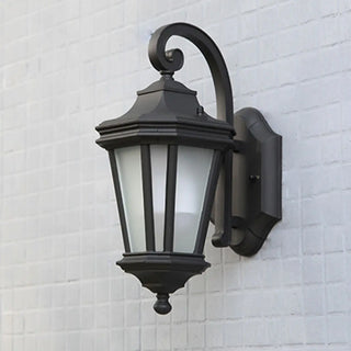 Classic Black Lantern Glass Outdoor Ambient Wall light Zawala Image - 5