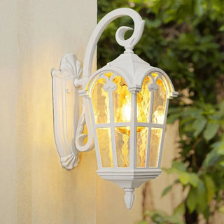 Vintage Geometric Metal Outdoor Wall Lamp White Dimming Zawala Image - 1