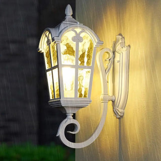 Vintage Geometric Metal Outdoor Wall Lamp White Dimming Zawala Image - 3