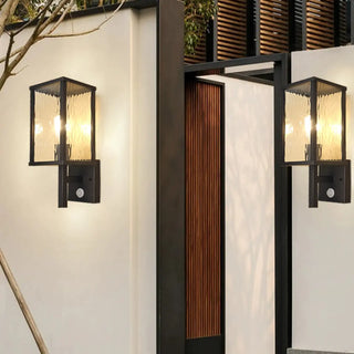 Outdoor Black Geometric Waterproof Metal Wall Sconce Zawala Image - 1