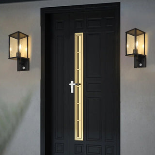 Outdoor Black Geometric Waterproof Metal Wall Sconce Zawala Image - 2