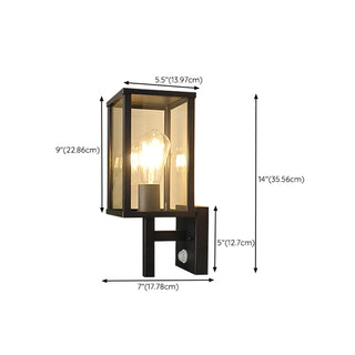Outdoor Black Geometric Waterproof Metal Wall Sconce Zawala #size