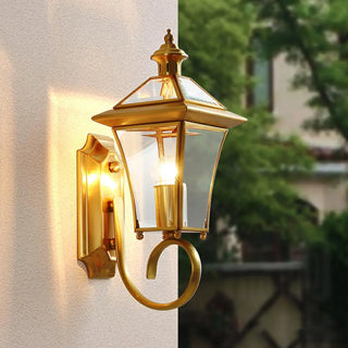 Outdoor Waterproof Gold Lantern Wall Sconce Zawala Image - 1