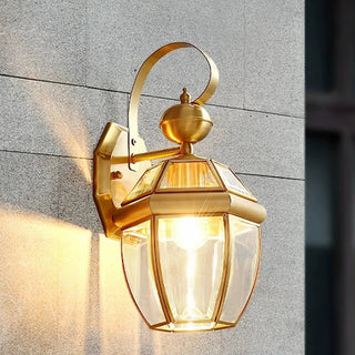 Outdoor Waterproof Gold Lantern Wall Sconce Zawala Image - 2