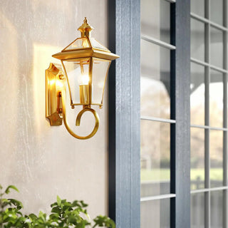 Outdoor Waterproof Gold Lantern Wall Sconce Zawala Image - 4