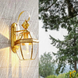 Outdoor Waterproof Gold Lantern Wall Sconce Zawala Image - 7