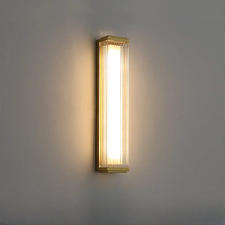 Outdoor Waterproof Ribbed Gold Vertical Wall Sconce Zawala Image - 2
