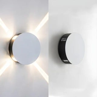 Trendy White Geometric Round Metal Exterior Wall Light Image - 10