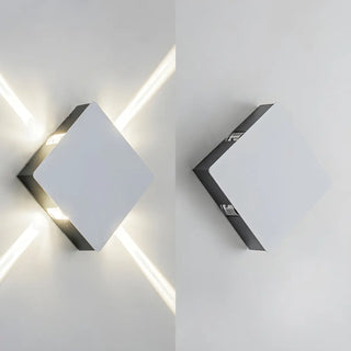 Trendy White Geometric Round Metal Exterior Wall Light Image - 12