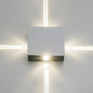 Trendy White Geometric Round Metal Exterior Wall Light Image - 13