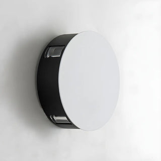 Trendy White Geometric Round Metal Exterior Wall Light Image - 2