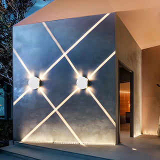 Trendy White Geometric Round Metal Exterior Wall Light Image - 5