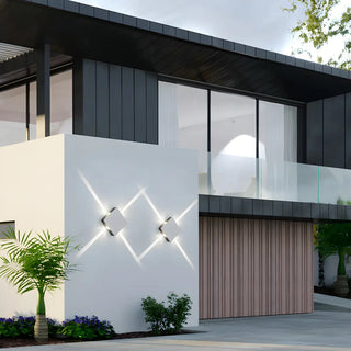 Trendy White Geometric Round Metal Exterior Wall Light Image - 6