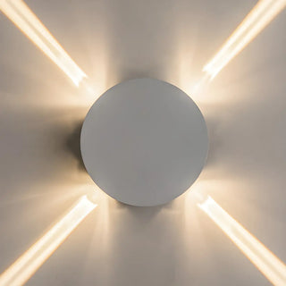 Trendy White Geometric Round Metal Exterior Wall Light Image - 8