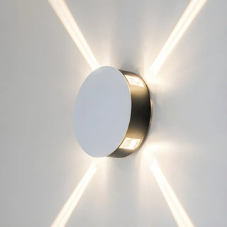 Trendy White Geometric Round Metal Exterior Wall Light Image - 9